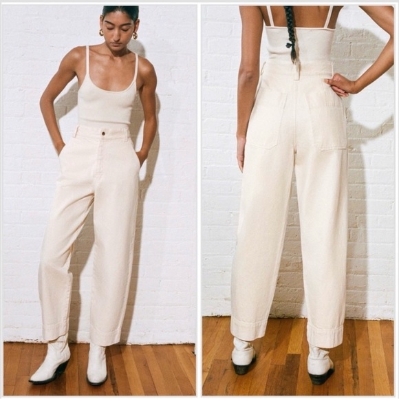 Mara Hoffman Denim - Mara Hoffman Gia Pant Straight Leg Barrel Jeans Pink Size 8